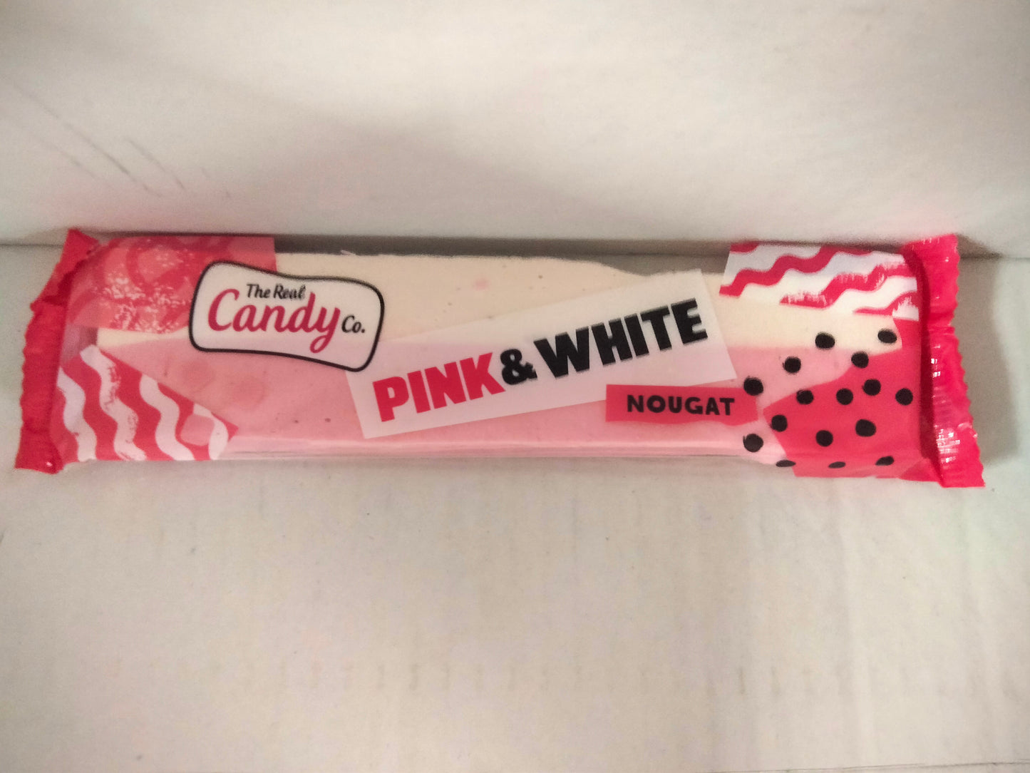 130g bar of pink & white nougat