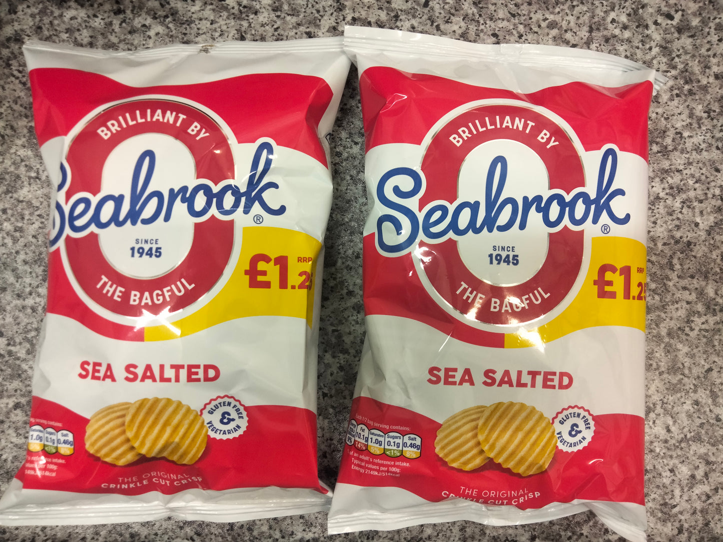 2 x Seabrook sea salted crisps 70g