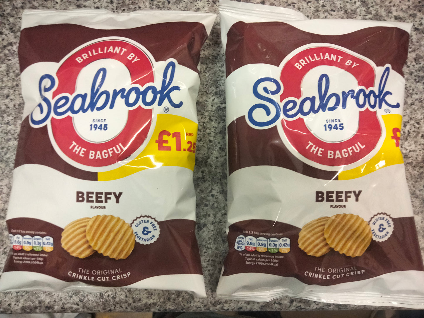 2 x Seabrook beefy crisps 70g
