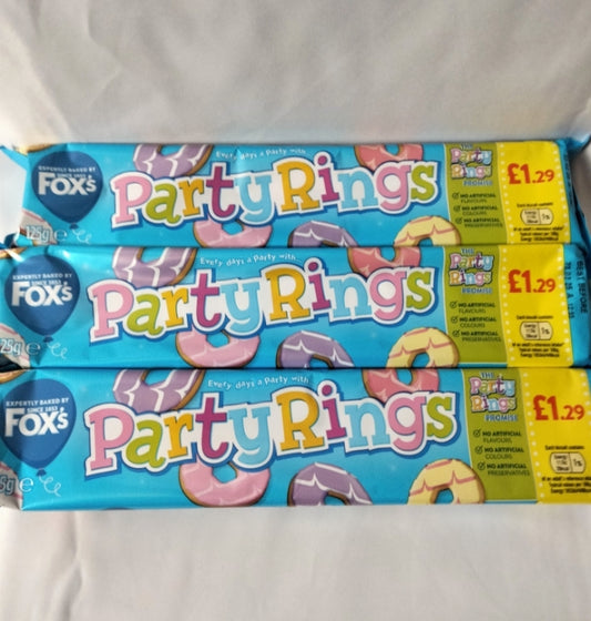 3 X packs of Fox's party rings