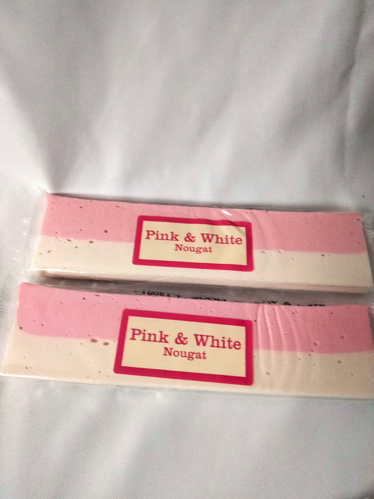 2 X pink & white nougat bars