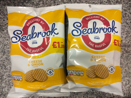 2 x Seabrook cheese and onion crisps 70g