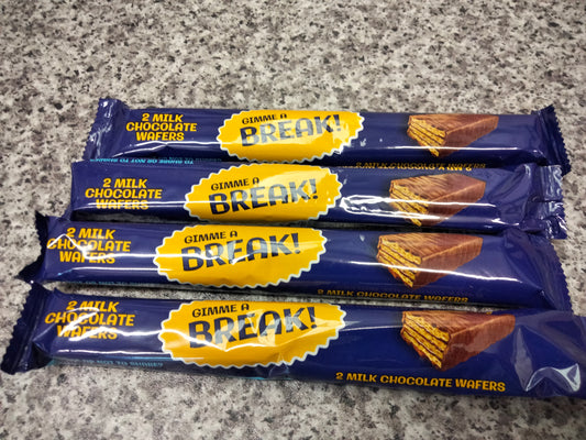 4 x Gimme a break milk chocolate wafer bars