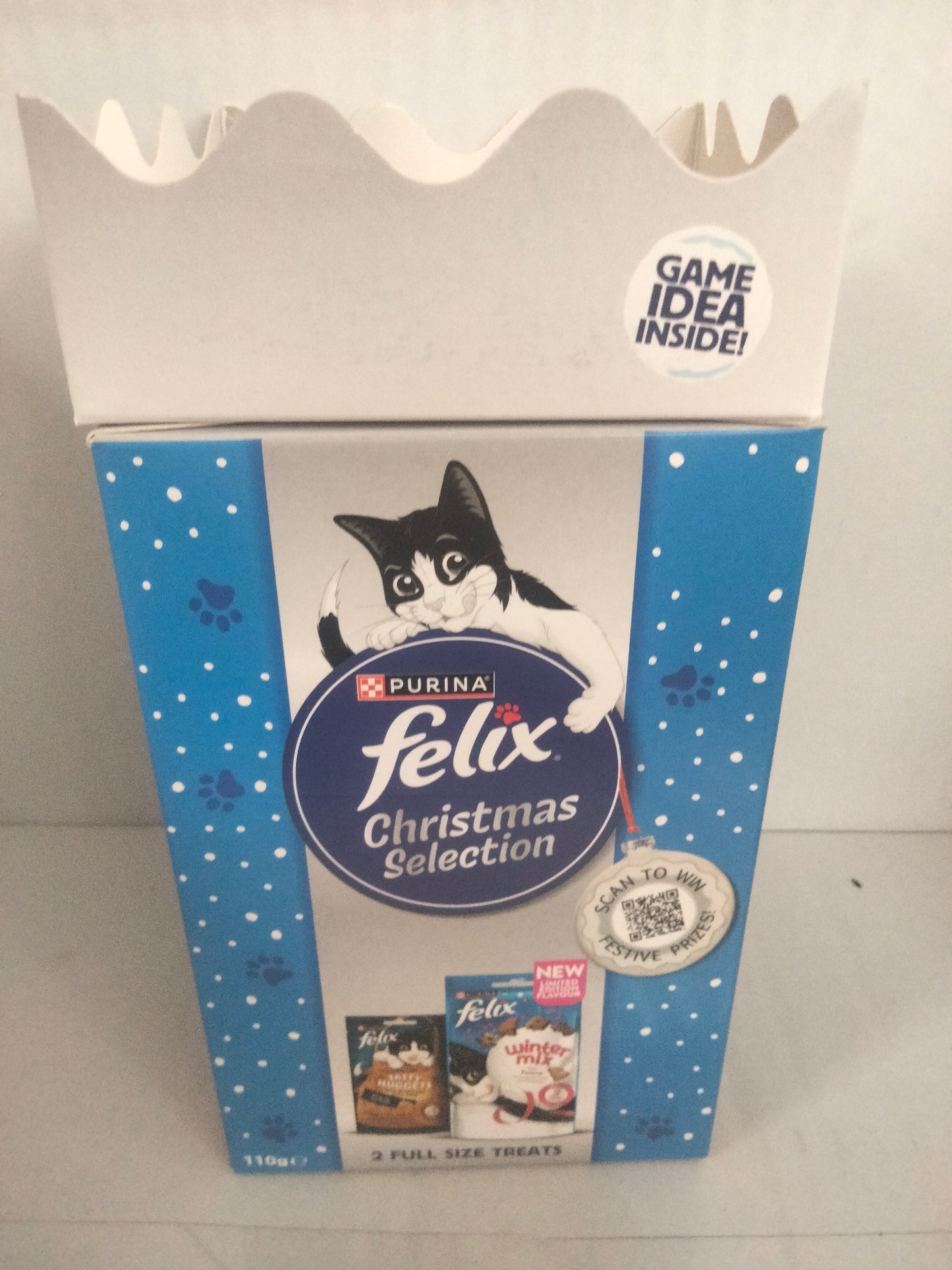 Gift box containing 2 full size bags of Felix cat treats