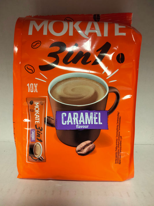 10pk Mokate 3 in 1 Caramel flavour coffee
