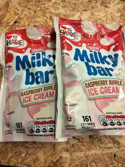 2 X Milky bar raspberry ripple ice cream flavour buttons 86g