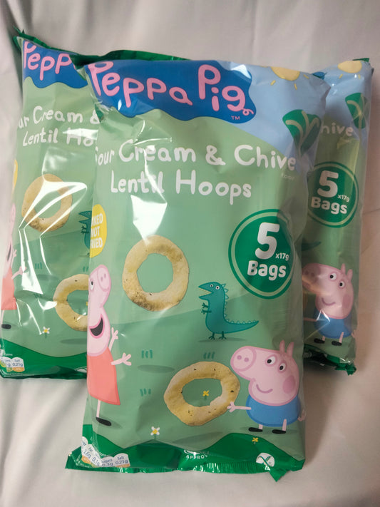 3 X 5pk Peppa pig sour cream and chive hoops