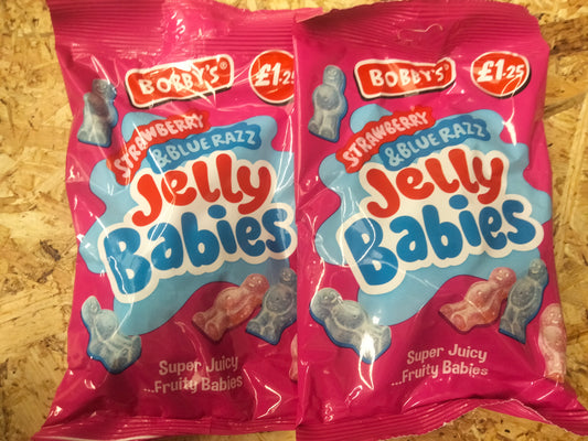 2 x Bobby's strawberry & raspberry jelly babies 110g