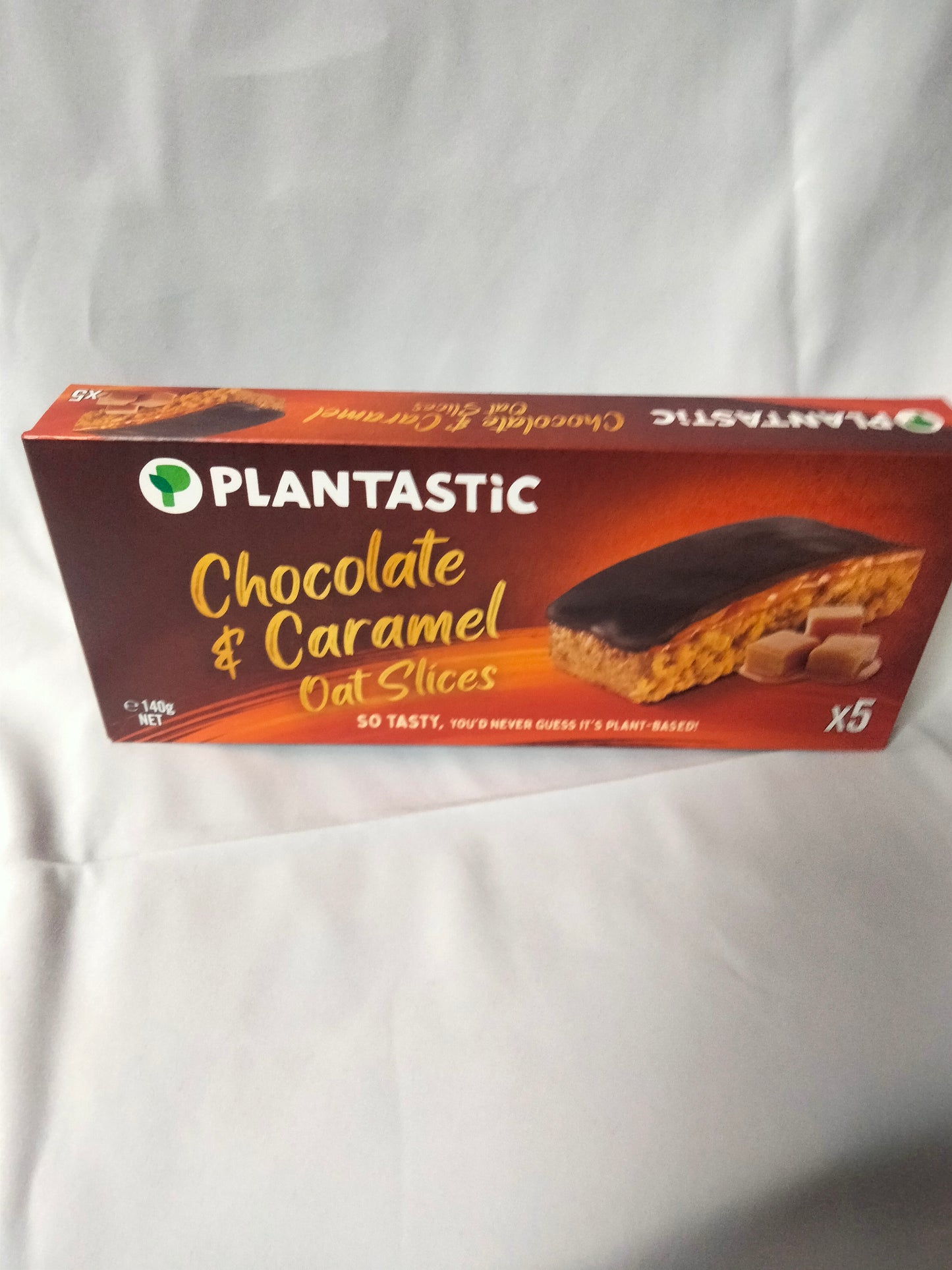 Plantastic chocolate & caramel oat slices