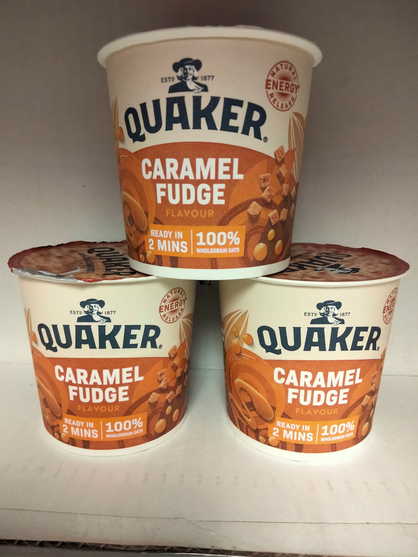 3 X Quaker caramel porridge pots