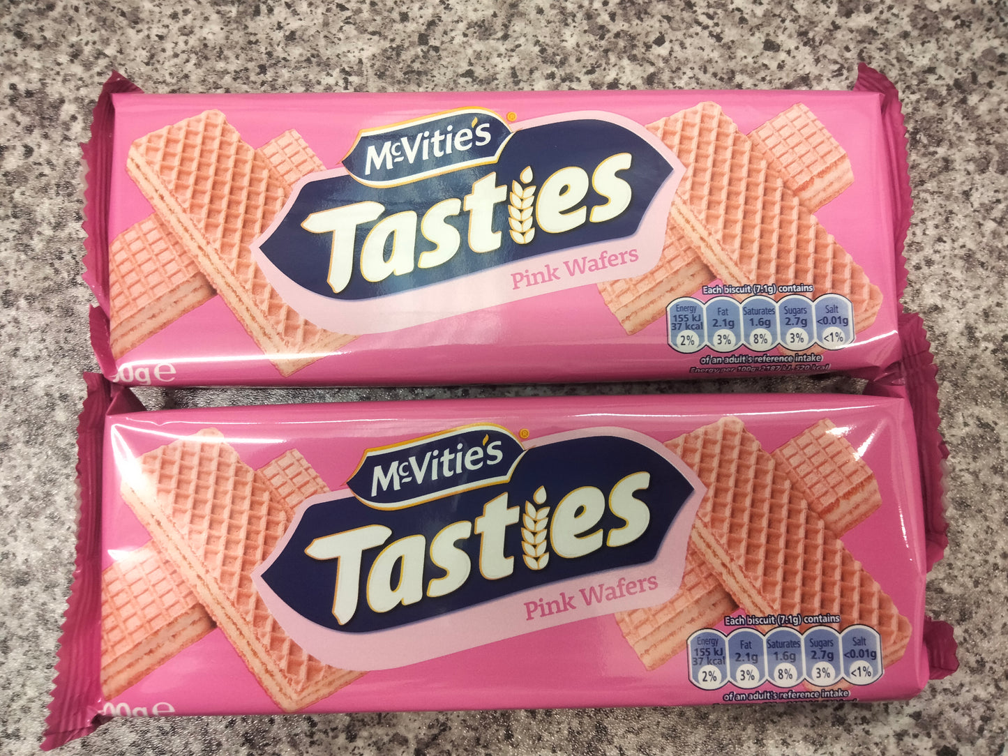 2 x McVities tasties pink wafers 100g