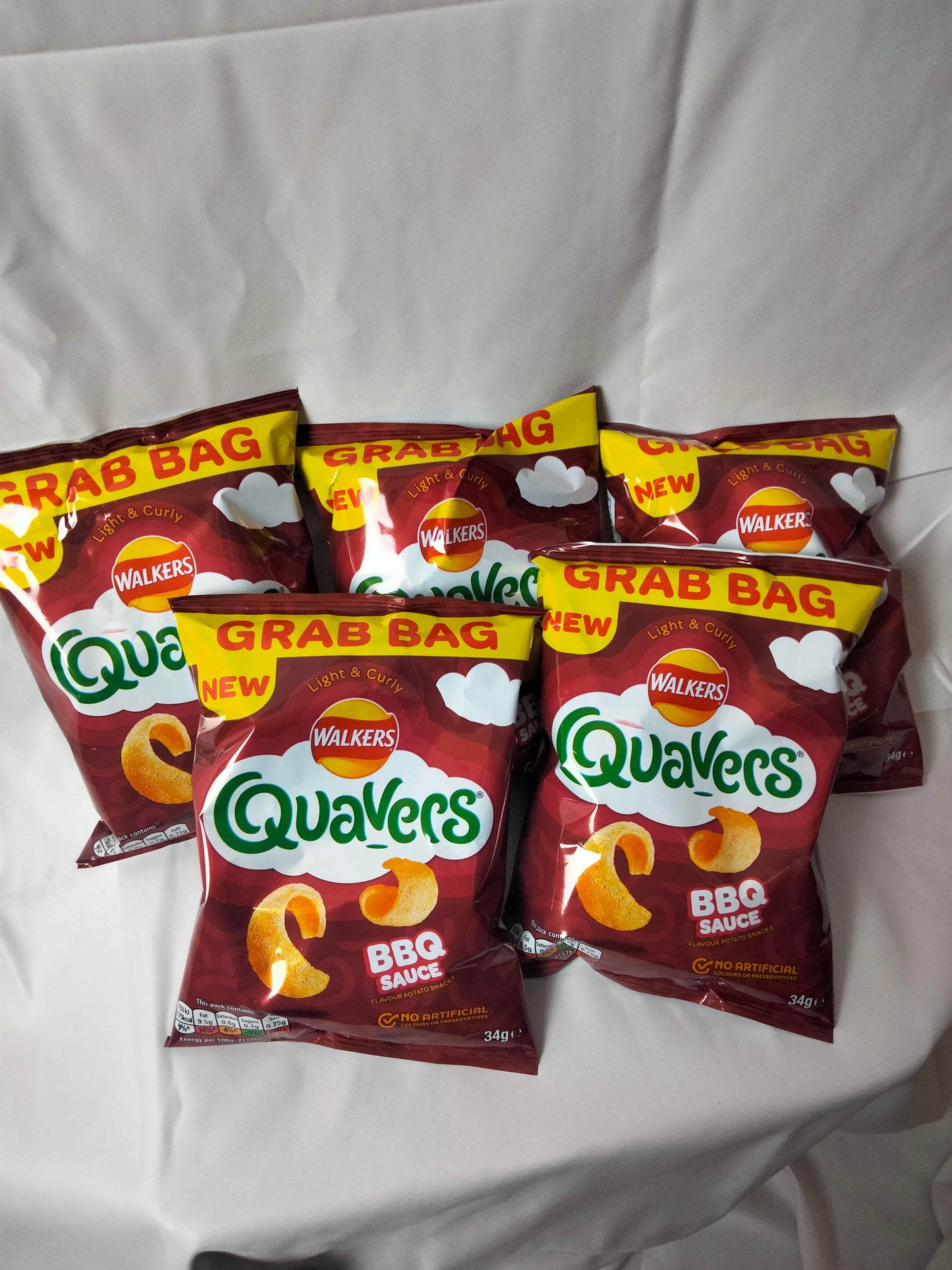 5 x 34g Quavers BBQ sauce grab bags