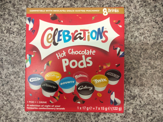 Celebrations hot chocolate pods 8pk